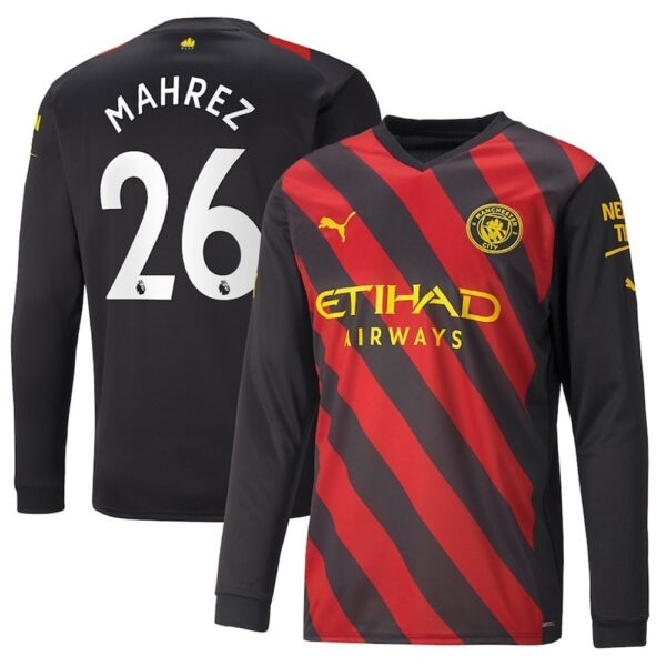 MAILLOT MANCHESTER CITY EXTERIEUR MANCHES LONGUES MAHREZ 2022-2023